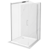 Mexen Omega-3S душ кабина 3-стенна, плъзгаща 100x100 cm, прозрачна, хром + плитък поддушов корит - 825-100-100-01-00-3s-4010