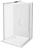 Mexen Omega-3S душ кабина 3-стенна, плъзгаща 100x100 cm, прозрачна, хром + плитък поддушов корит - 825-100-100-01-00-3s-4010