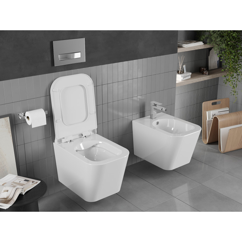 Mexen Teo wc чиния Rimless с тънка забавено падаща седалка, дуропласт, бял