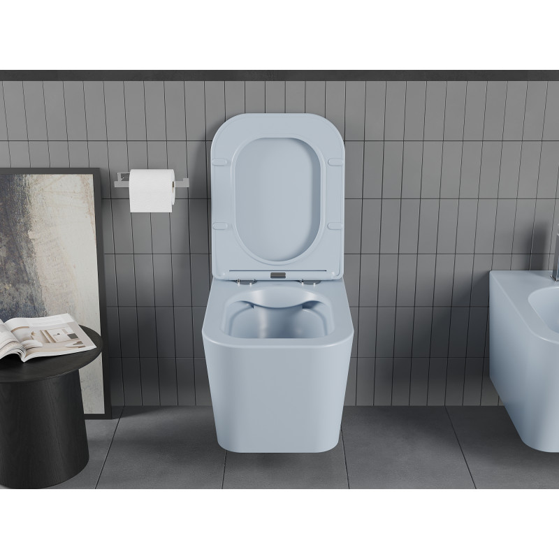 Mexen Teo wc чиния Rimless с бавно падаща тънка седалка, дуропласт, сив-син мат