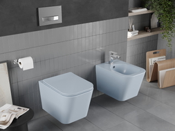 Mexen Teo wc чиния Rimless с бавно падаща тънка седалка, дуропласт, сив-син мат