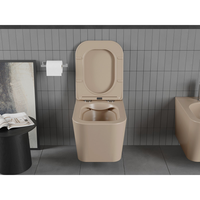 Mexen Teo wc чиния Rimless със забавено падане slim, дуропласт, матово капучино