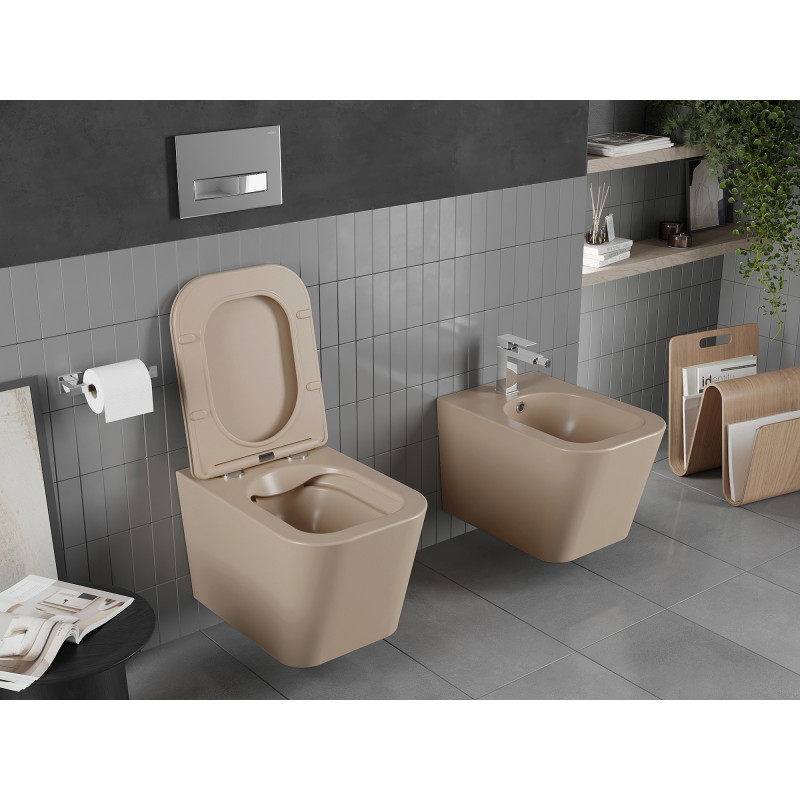 Mexen Teo wc чиния Rimless със забавено падане slim, дуропласт, матово капучино