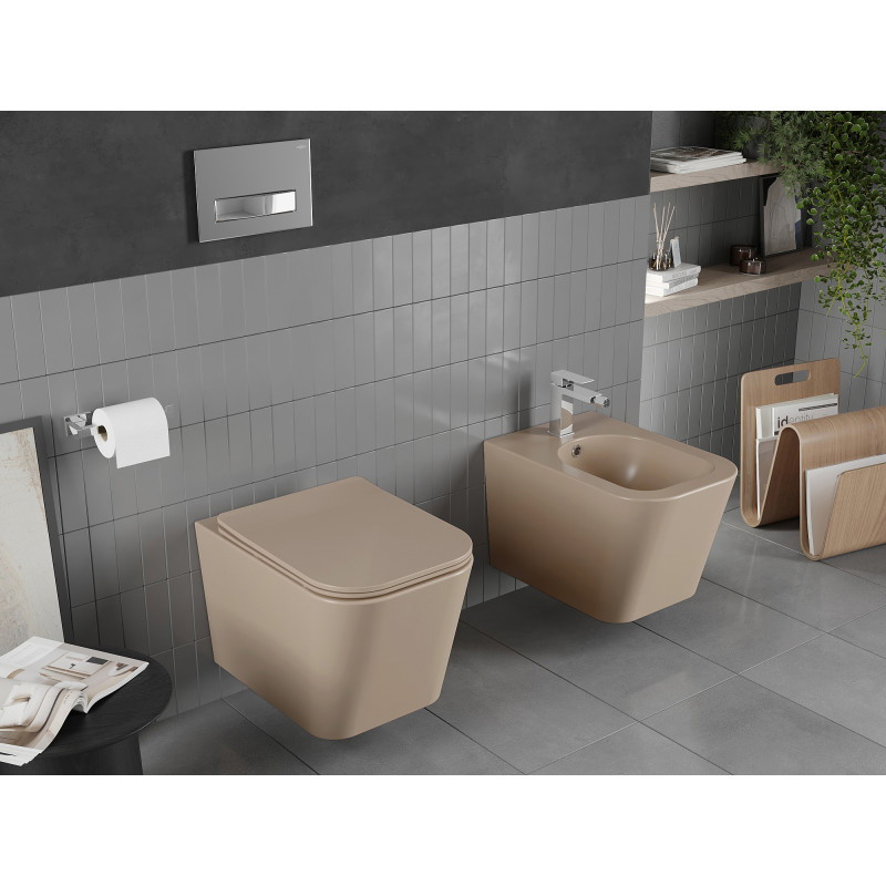 Mexen Teo wc чиния Rimless със забавено падане slim, дуропласт, матово капучино
