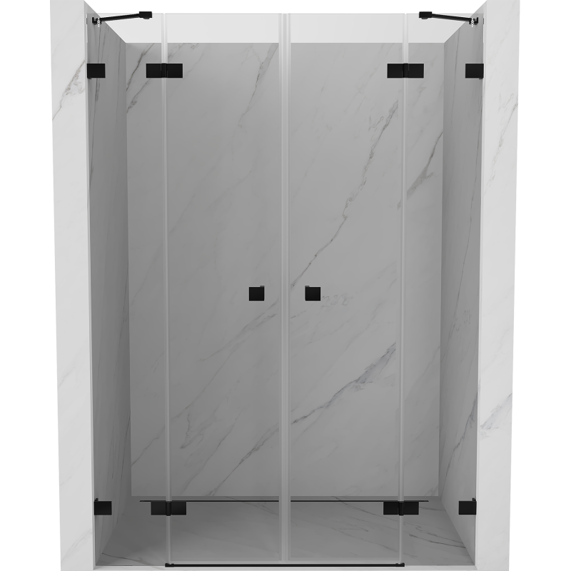 Mexen Lunar Двойна врата за душ, 150 см, прозрачна, черна - 834D-150-000-70-00