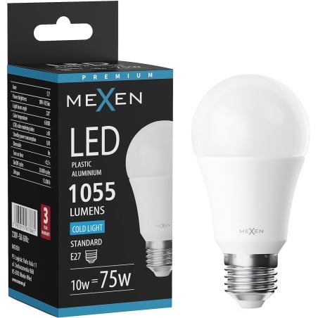 Mexen Nova LED крушка E27, A60, 10W, Студена - 6500K, 1055 lm - L100-E27-1065-01