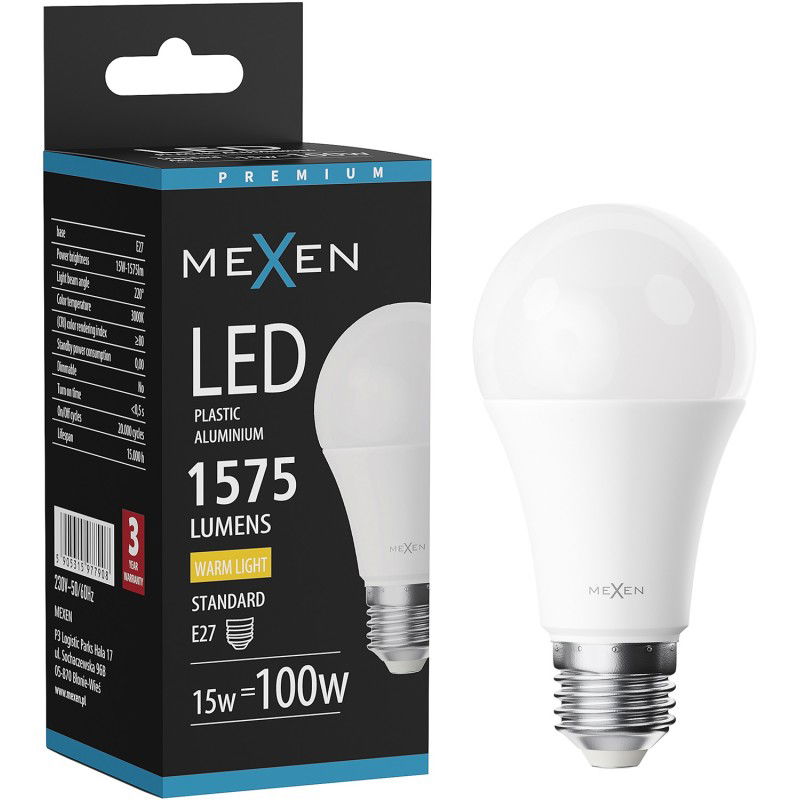 Mexen Nova LED крушка E27, A60, 15W, Топла - 3000K, 1575 lm - L100-E27-1530-01
