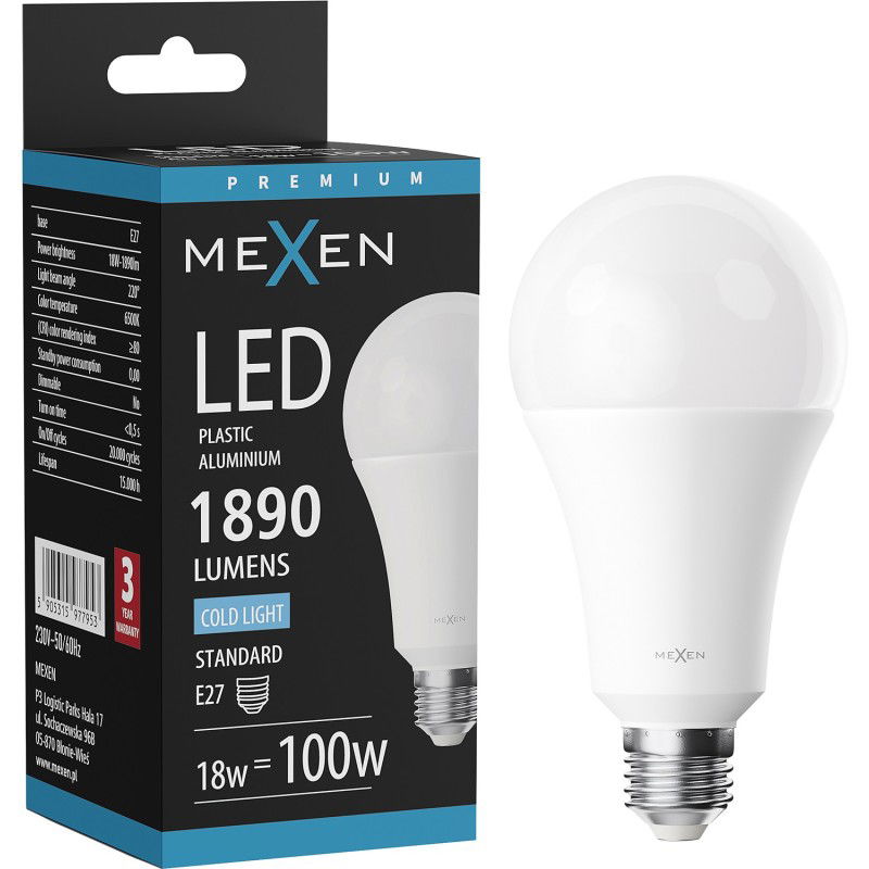 Mexen Nova LED крушка E27, A70, 18W, Студена - 6500K, 1890 lm - L100-E27-1865-01