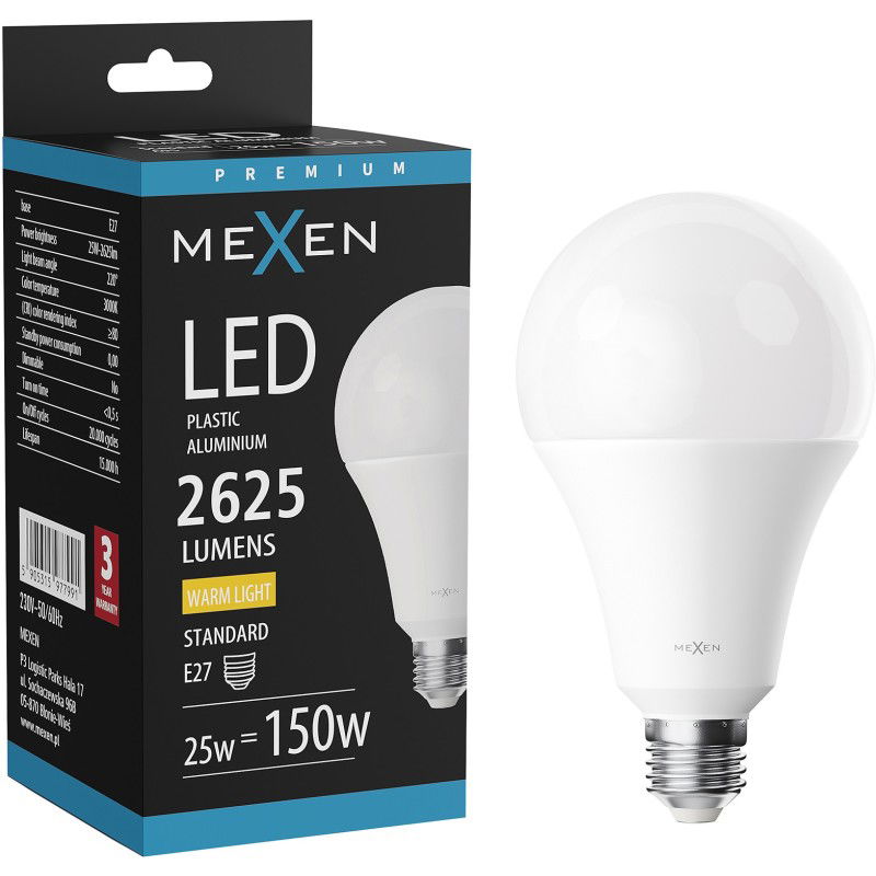 Mexen Nova LED крушка E27, A95, 25W, Топла светлина - 3000K, 2625 lm - L100-E27-2530-01