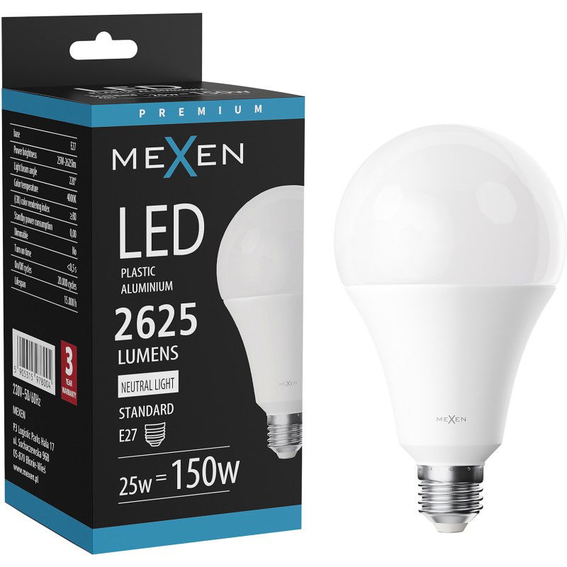 Mexen Nova LED крушка E27, A95, 25W, Неутрална - 4000K, 2625 lm - L100-E27-2540-01