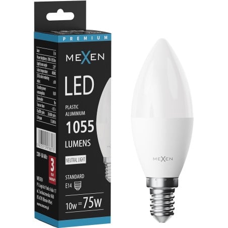 Mexen Nova LED крушка E14, C37, 10W, Неутрална - 4000K, 1055 lm - L102-E14-1040-01