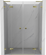 Mexen Lunar L Двойно отварящи се душ врати 160 см, прозрачни, златни - 834DL-160-000-50-00