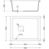Mexen Pedro гранитна кухненска мивка с 1 корито 560 x 460 mm, черен/сребрист металик, сифон златен - 6508561000-73-G