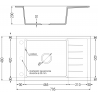 Mexen Elias гранитна мивка 1-коморова с отцеждаща плоча 795 x 480 mm, черен накапан, златен сифон - 6511791005-76-G