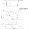 Mexen Kevin гранитна мивка 1-коморна с отцеждач 586 x 458 mm, бяла, хром сифони - 6517581005-20