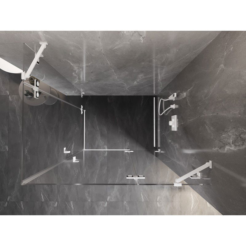 Mexen Lunar Дуо душ кабина отваряща се надясно 95 x 80 см, прозрачна, бяла - 834-095P-080L-20-00