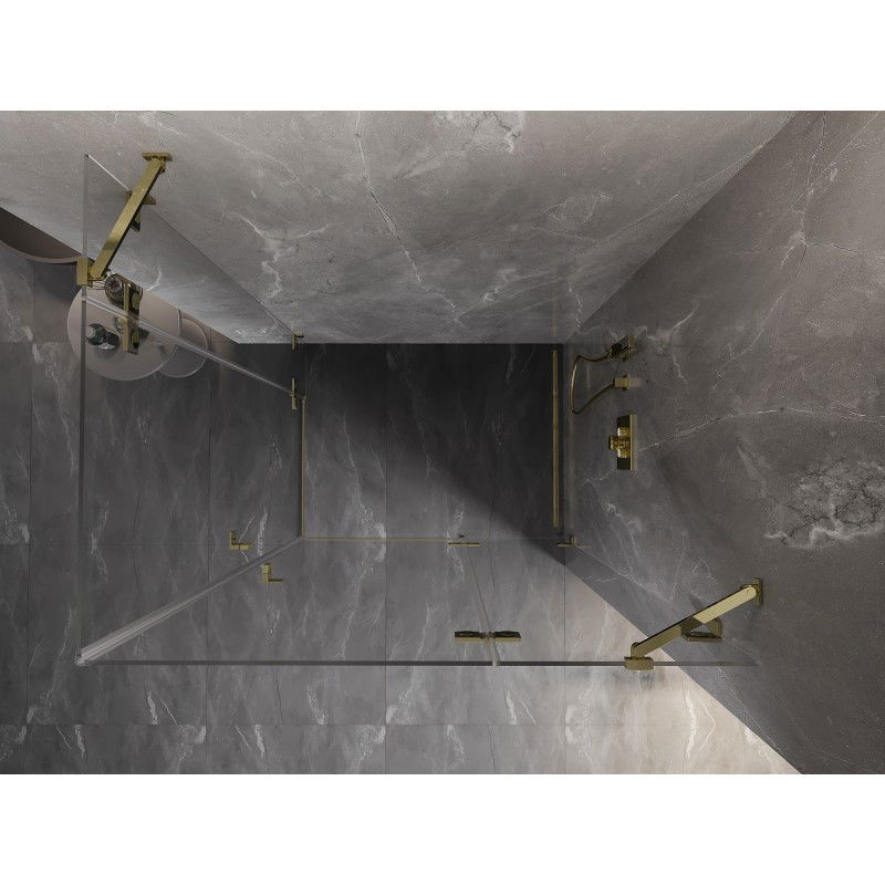 Mexen Lunar Дуо душ кабина с десен панел 75 x 70 см, прозрачна, златна - 834-075P-070L-50-00