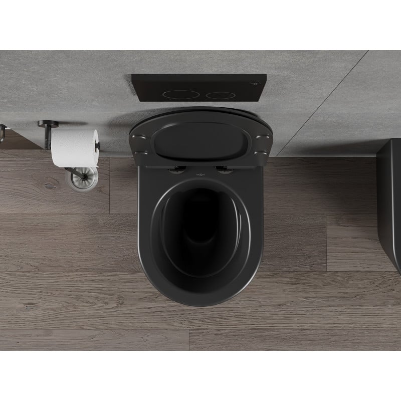 Mexen Rico римлес тоалетна чиния с тънка, бавно падаща седалка, дуропласт, черен мат - 30720185