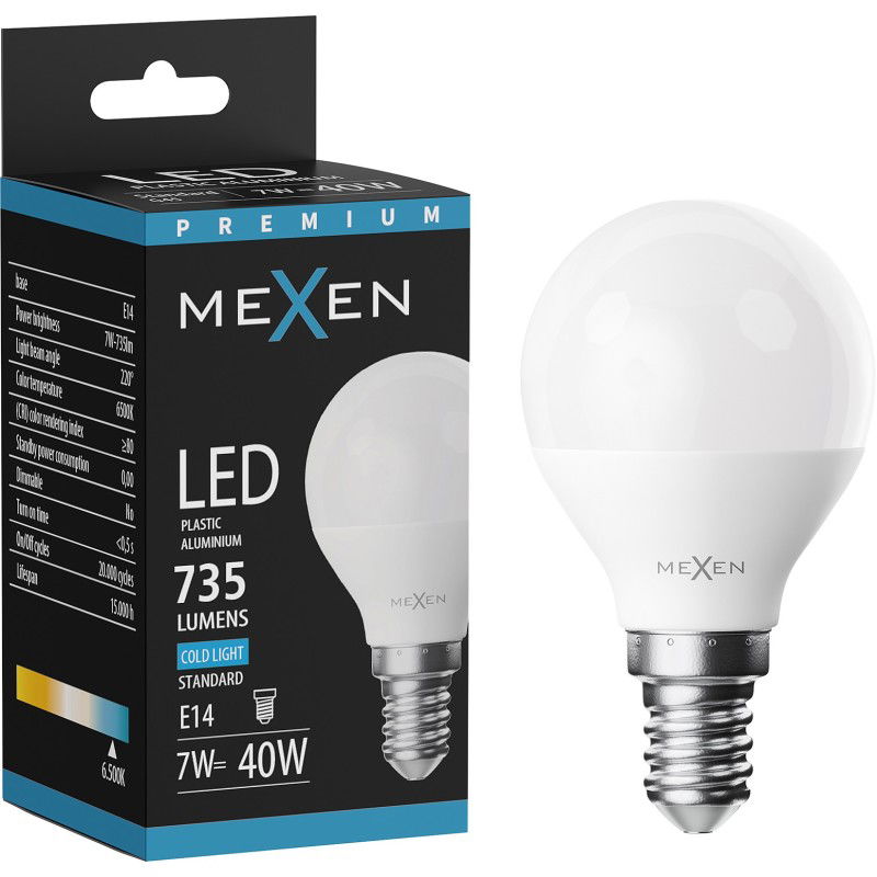 Mexen Nova LED крушка E14, G45, 7W, Студена - 6500K, 735 lm - L101-E14-0765-01