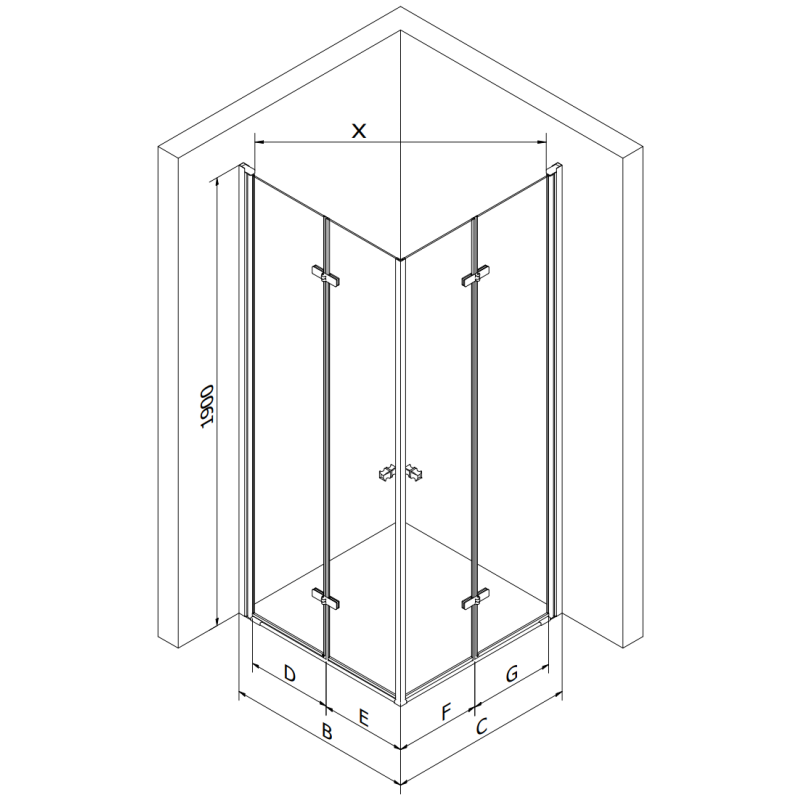 Mexen Lima Duo сгъваема душ кабина 90 x 80 см, прозрачна, хром + корито Flat
