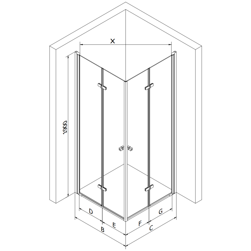 Mexen Lima Duo сгъваема душ кабина 100 x 90 см, прозрачна, златна + корито Flat
