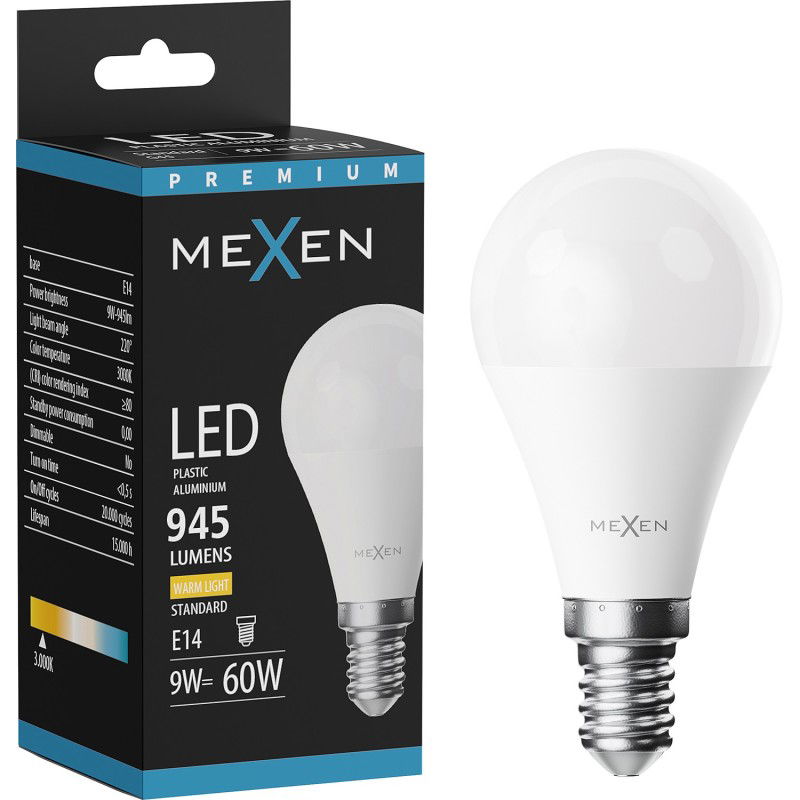 Mexen Nova LED крушка E14, G45, 9W, Топла - 3000K, 945 lm - L101-E14-0930-01