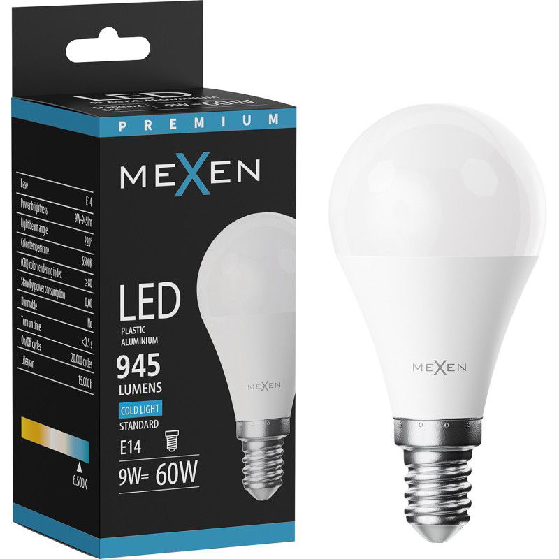 Mexen Nova LED крушка E14, G45, 9W, Студена - 6500K, 945 lm - L101-E14-0965-01