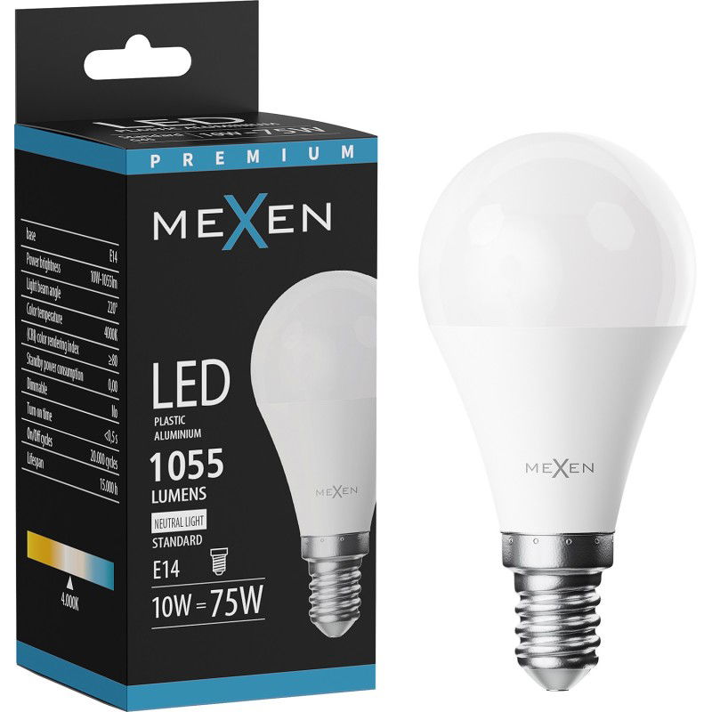 Mexen Nova LED крушка E14, G45, 10W, Неутрална - 4000K, 1055 lm - L101-E14-1040-01