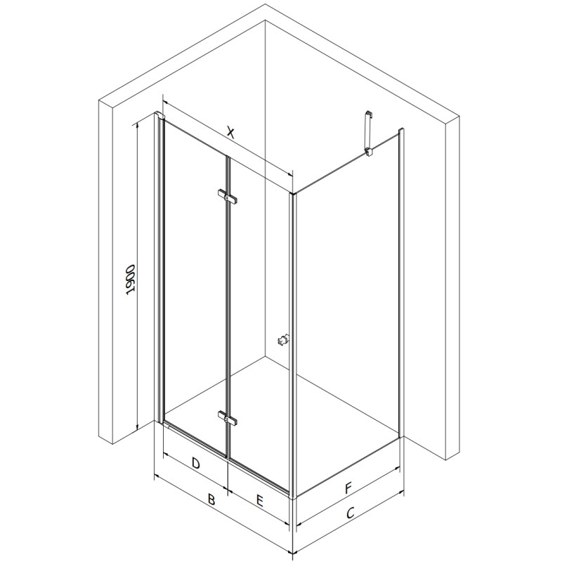 Mexen Lima сгъваема душ кабина 100 x 90 см, прозрачна, черна + корито Flat, черно