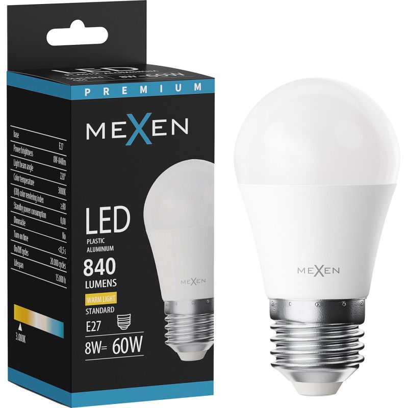 Mexen Nova LED крушка E27, G45, 8W, Топла - 3000K, 840 lm - L101-E27-0830-01