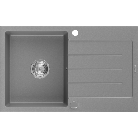 Mexen Bruno гранитна мивка с 1 отделение и сушилник 795 x 495 mm, сива, хром сифон