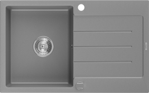 Mexen Bruno гранитна мивка с 1 отделение и сушилник 795 x 495 mm, сива, хром сифон