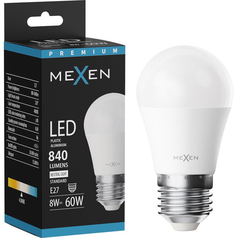 Mexen Nova LED крушка E27, G45, 8W, Неутрална - 4000K, 840 lm - L101-E27-0840-01