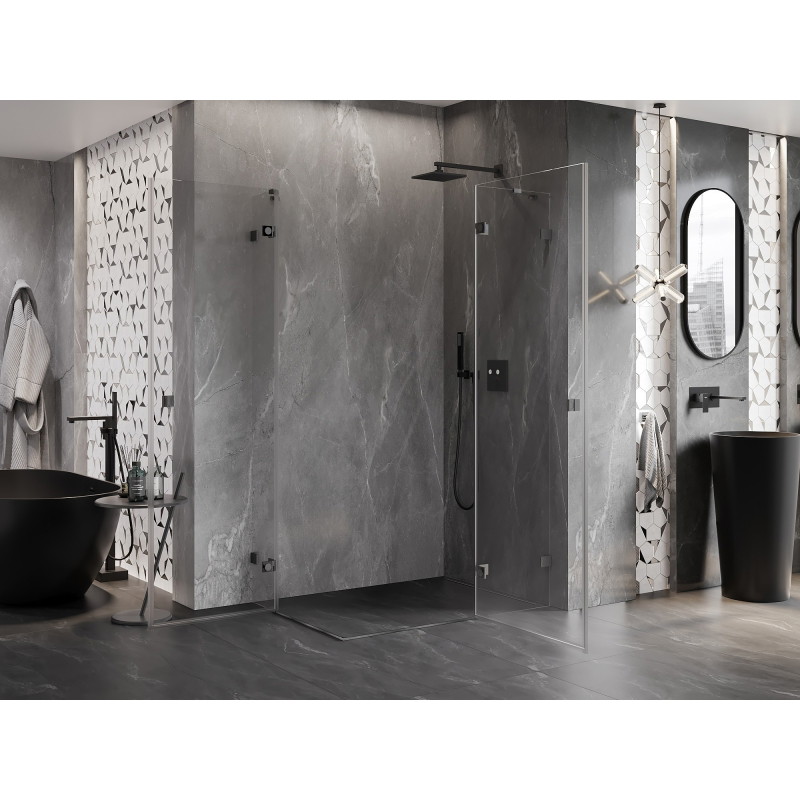 Mexen Lunar Duo душ кабина с отваряща се врата дясна 75 x 70 см, прозрачна, четка