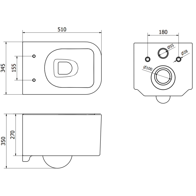 Mexen Elis Rimless тоалетна чиния с бавно падащ тънък капак, дуропласт, бял гланц - 30910700