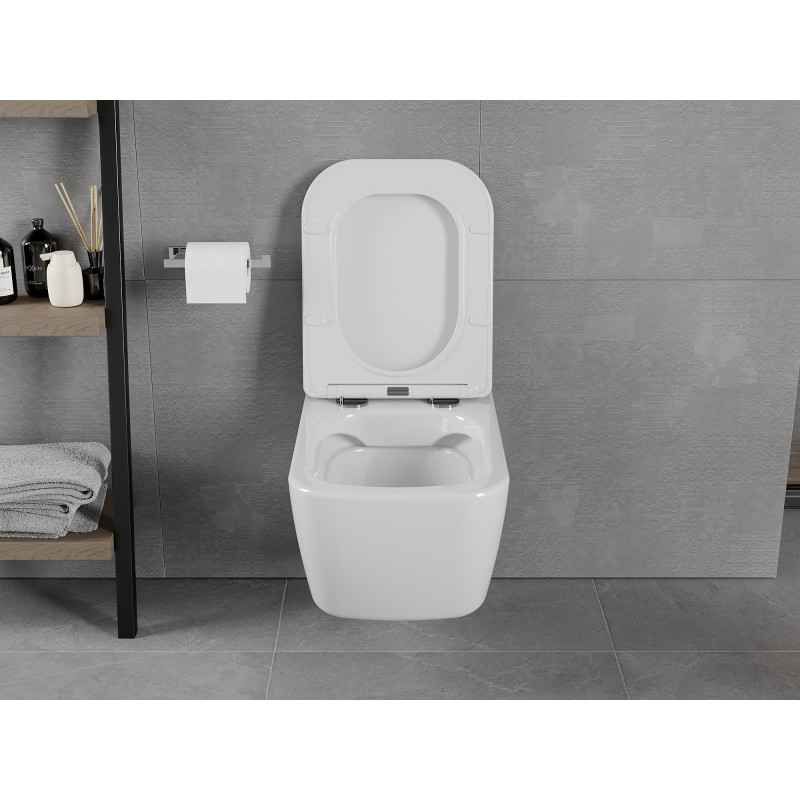 Mexen Elis WC чиния Rimless с тънка забавено падаща седалка, дуропласт, бял