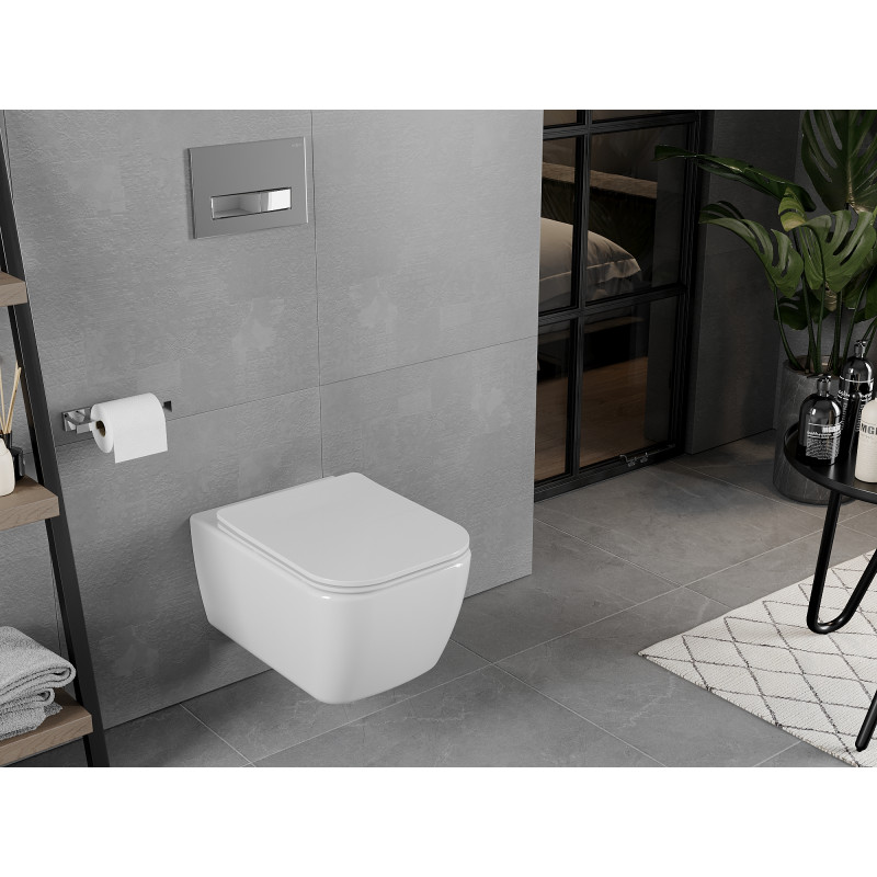 Mexen Elis WC чиния Rimless с тънка забавено падаща седалка, дуропласт, бял