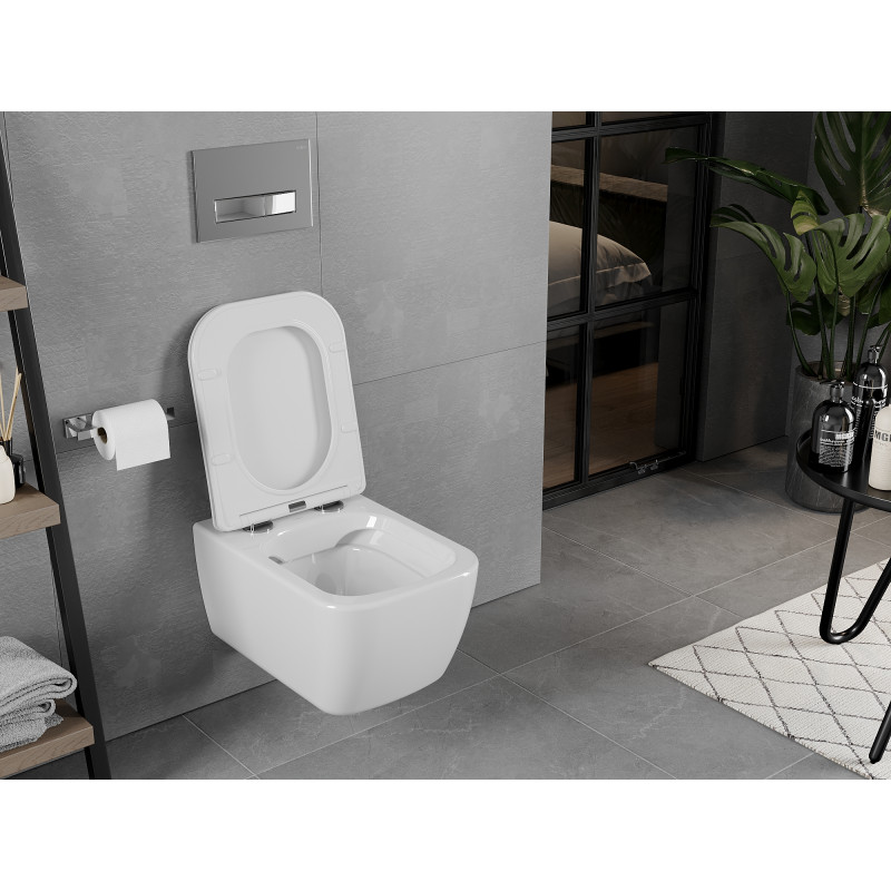 Mexen Elis WC чиния Rimless с тънка забавено падаща седалка, дуропласт, бял