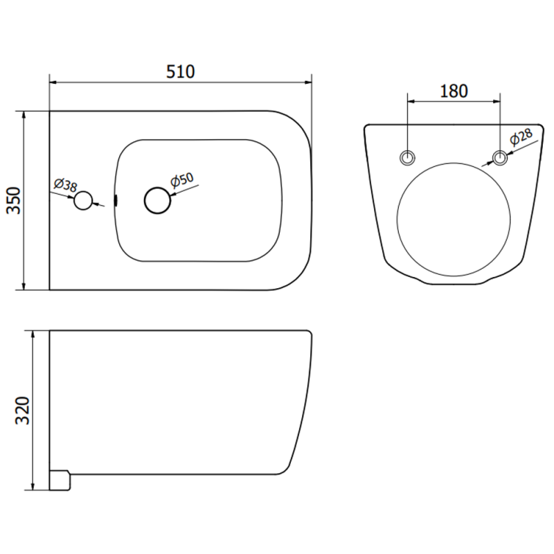 Mexen Stella висящо биде, бяло - 35685100