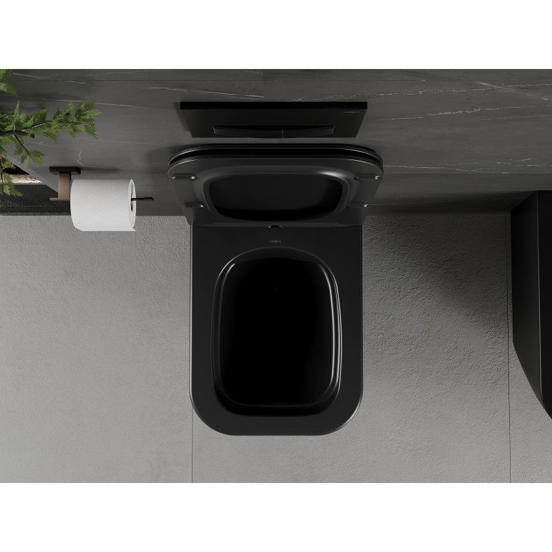 Mexen Madox тоалетна чиния Rimless с тънка седалка с плавно затваряне, дуропласт, черен мат - 30154070