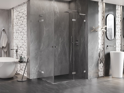 Mexen Lunar L Душ кабина Duo с отваряща се врата дясна 95 x 75 см, прозрачна, хром - 834L-095P-075L-01-00