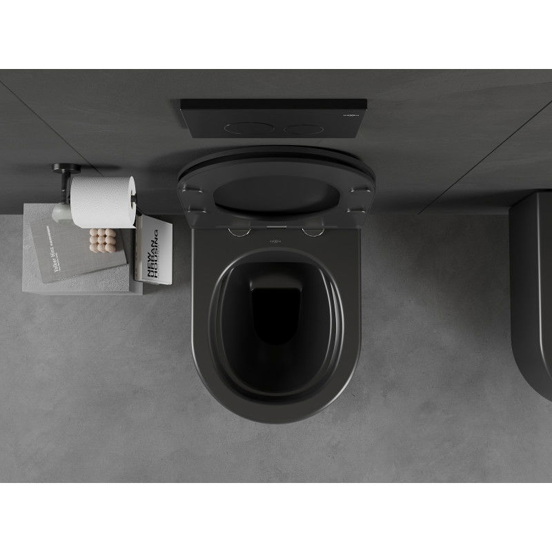 Mexen Sofia wc чиния Rimless със забавено падане на тясна седалка, дуропласт, черен мат - 30541085