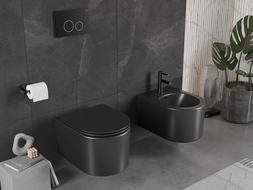 Mexen Sofia wc чиния Rimless със забавено падане на тясна седалка, дуропласт, черен мат - 30541085