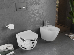 Mexen Lena WC мивка Rimless с капак slim, дуропласт, бяла шарка - 30224099