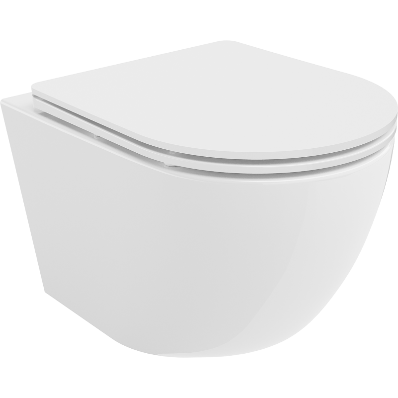 Mexen Lena Rimless WC купа с тънка седалка със забавено падане, дуропласт, бял гланц - 30220300