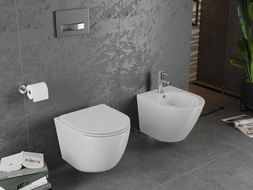 Mexen Lena Rimless WC купа с тънка седалка със забавено падане, дуропласт, бял гланц - 30220300