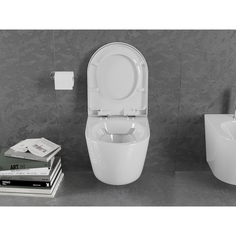 Mexen Lena Rimless WC чиния с бавно падащо твърдо капаче, дуропласт, бял гланц - 30220200
