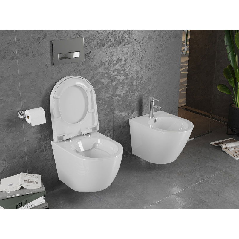 Mexen Lena Rimless WC чиния с бавно падащо твърдо капаче, дуропласт, бял гланц - 30220200