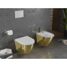 Mexen Lena WC чиния Rimless със забавено падане, тънка, дуропласт, бяла/златна