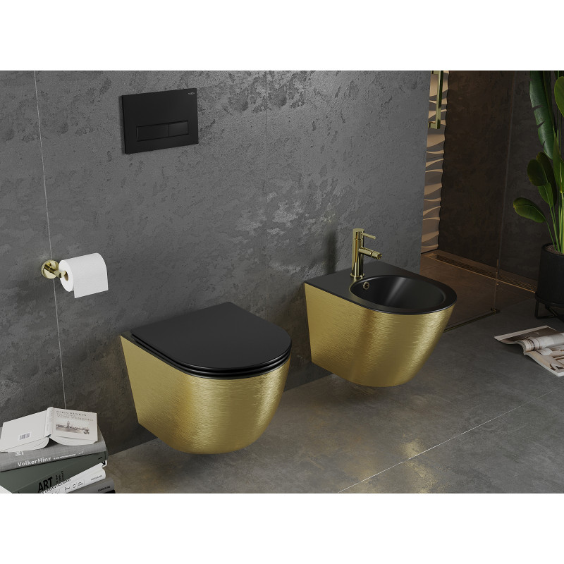 Mexen Lena WC чиния Rimless с тънка бавно падаща седалка, дуропласт, черен